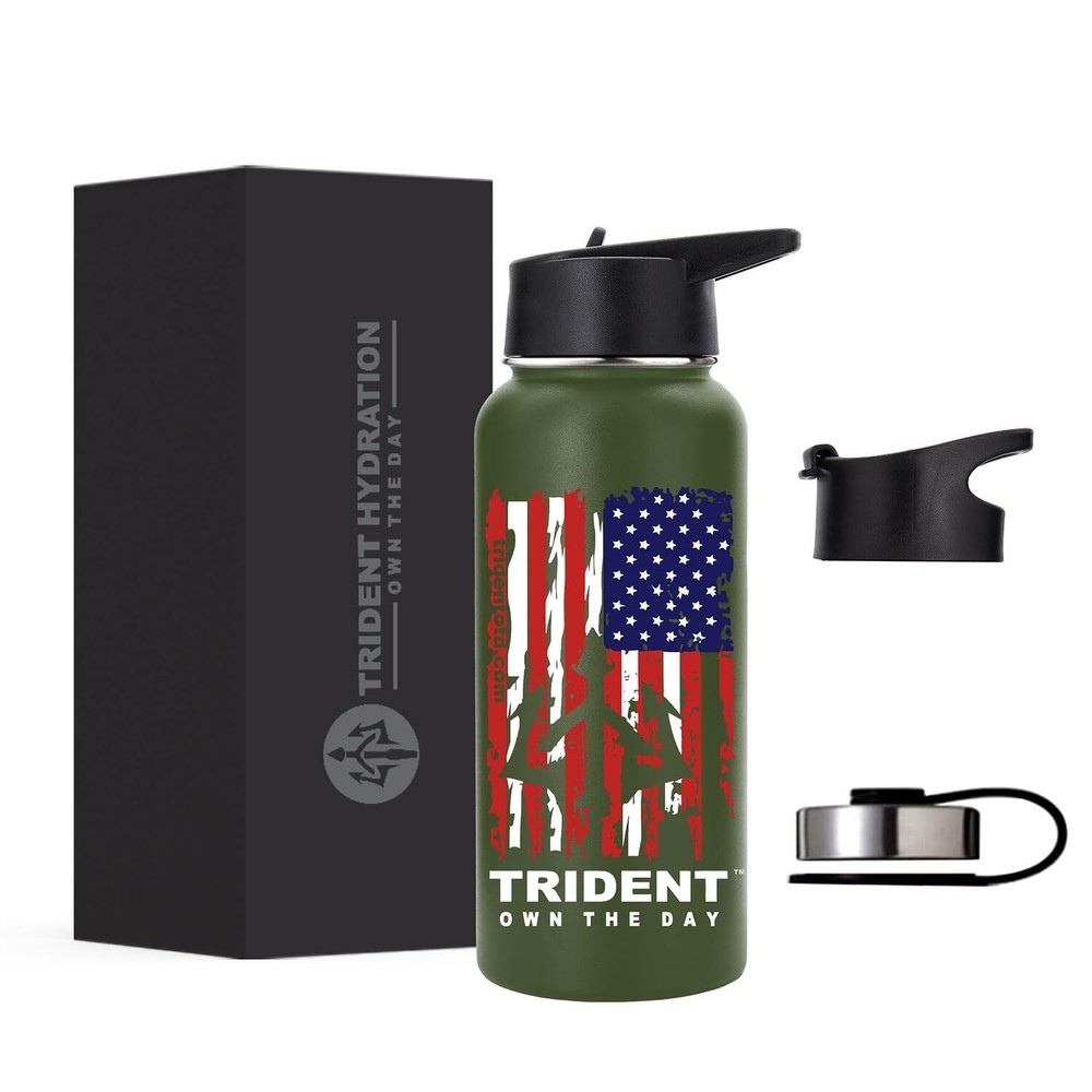 American Flag Water Bottle, 32 oz Insulated Water Bottle, Reusable Water Bott...