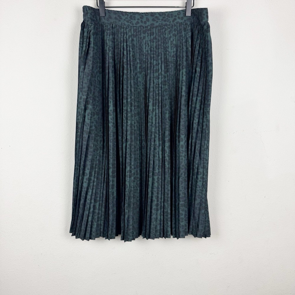 World Market Women's Pleated Skirt Green Black Dot Size L/XL