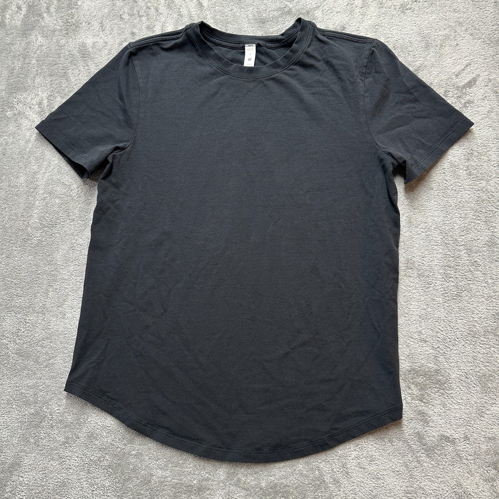Lululemon Love Curved Hem Crewneck T Shirt Pima Cotton Black Sz 6 Short Sleeve