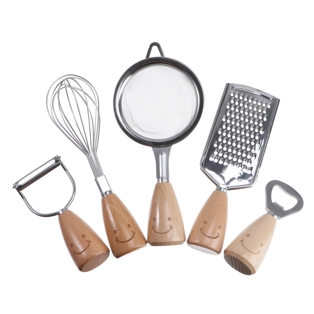 5-Piece Kitchen Set with Wine Opener and Fine Mesh Tea Strainer
