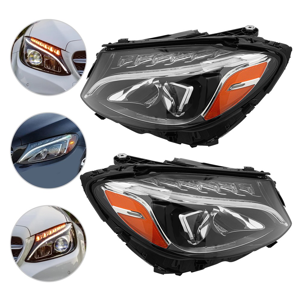 For 2015-2018 Mercedes Benz C-Class C300 W205 LED Headlight Pair Left&Right Side