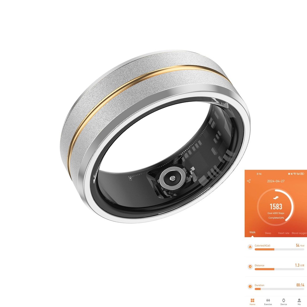 Fitness Tracker Smart Ring, Step Counter for Walking, Heart Rate Blood Oxygen...