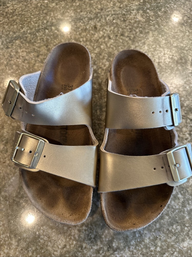 Birkenstock Arizona Double Strap Gold Sandals 37 Women’s 6 Slip On