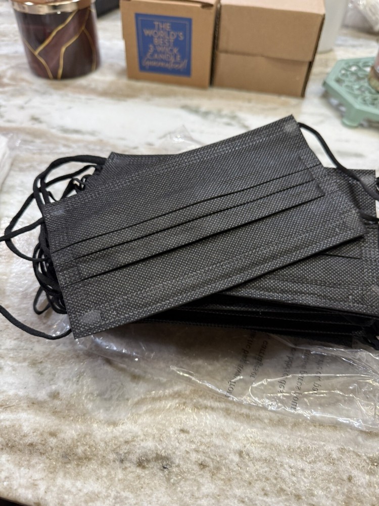 Black Disposable Face Masks. 45 Masks. 3 Ply. New