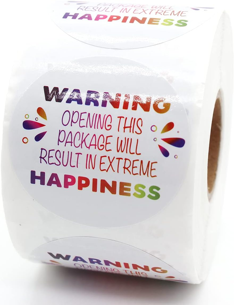 1.5 Inch Rainbow Thank You and Warning Sticker for Packages
