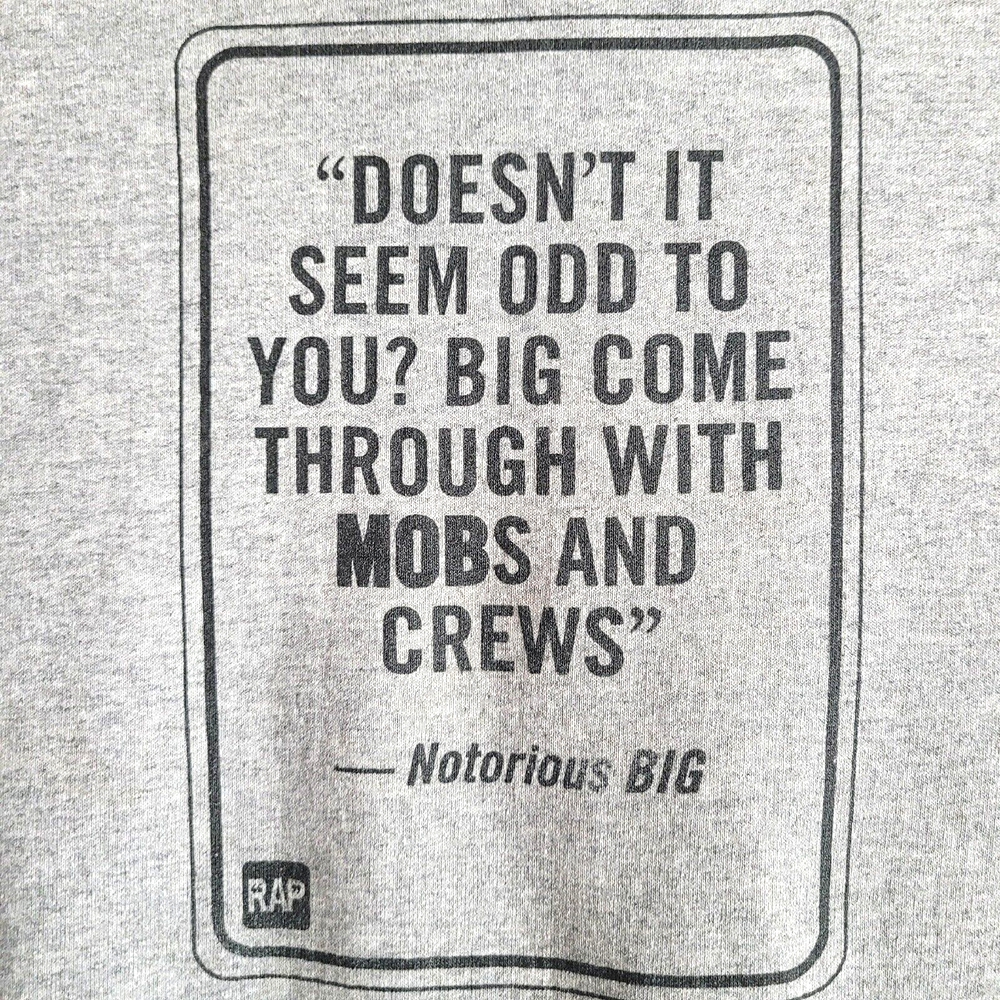 Womens Notorious BIG Hoodie Sweatshirt Gray Pullover Oversized LARGE Hip Hop Rap