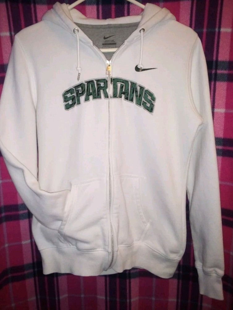 MSU Spartans Nike Women’s White Full Zip Hoodie NCAA Large Size