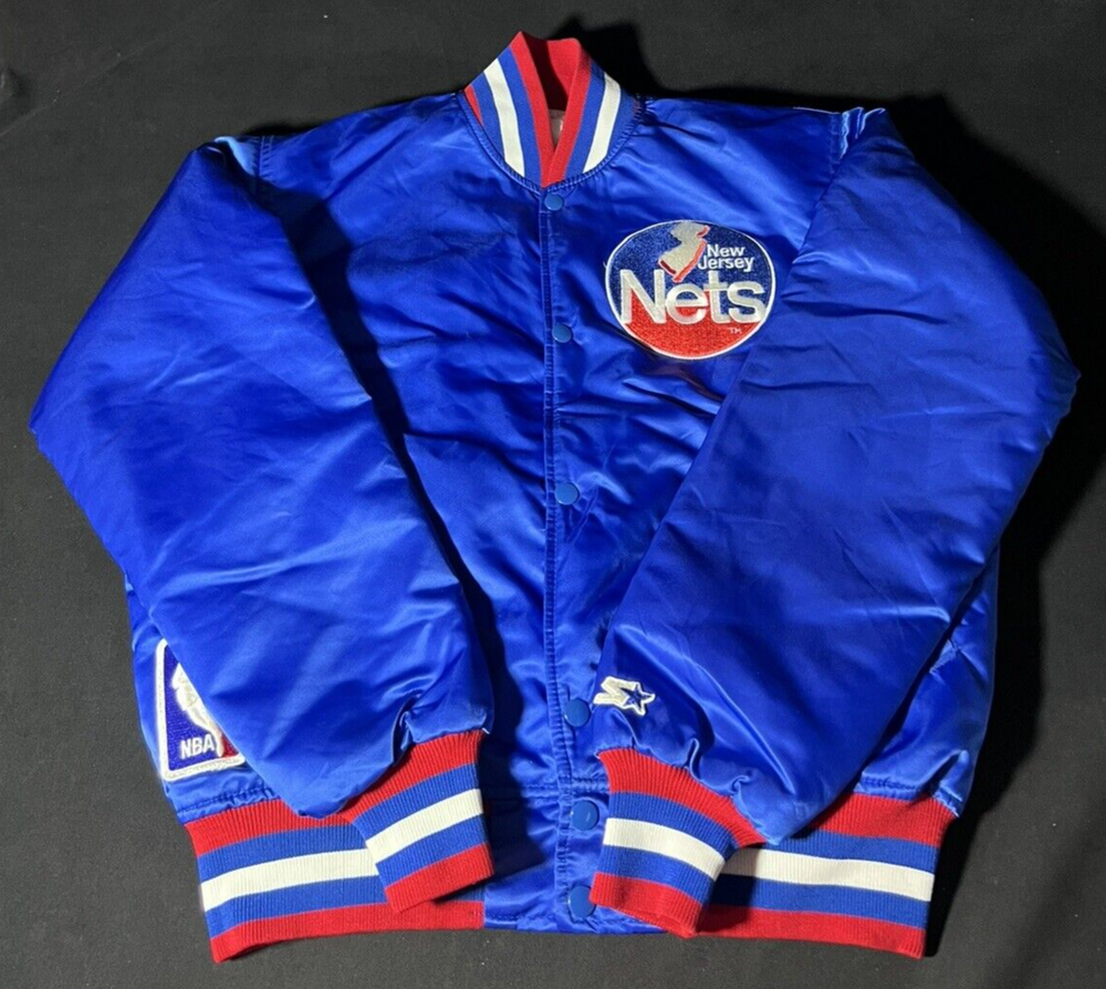 Vintage NBA Starter Jacket New Jersey Nets Rare Medium Size 90s Throwback