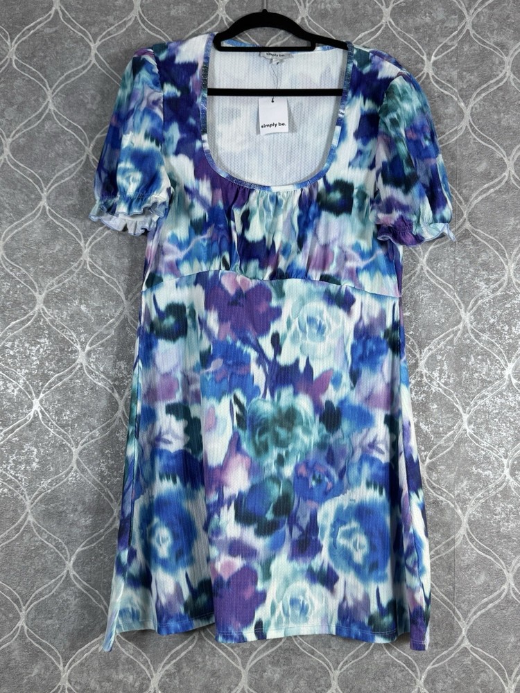 Stylish Blue Printed Dress in Size 14 by Simply Be
