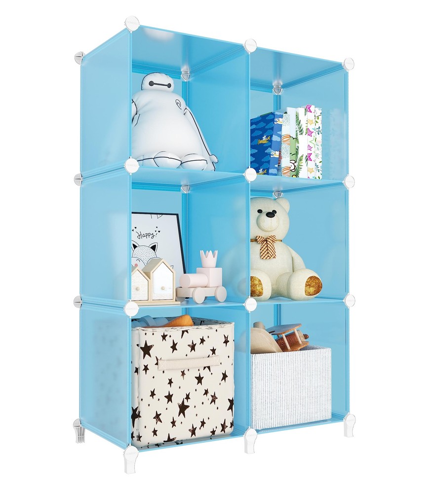 Portable 6-Cube Closet Organizer Storage Shelf Bookcase with Metal Frame