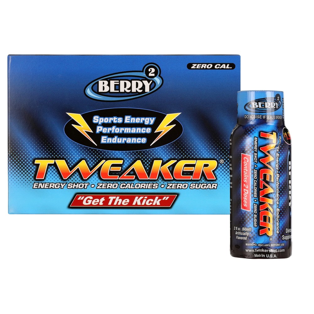 Tweaker Energy Shot, Berry, 2 Fl Oz, 12 Count Caffeine Zero Calorie Delicious