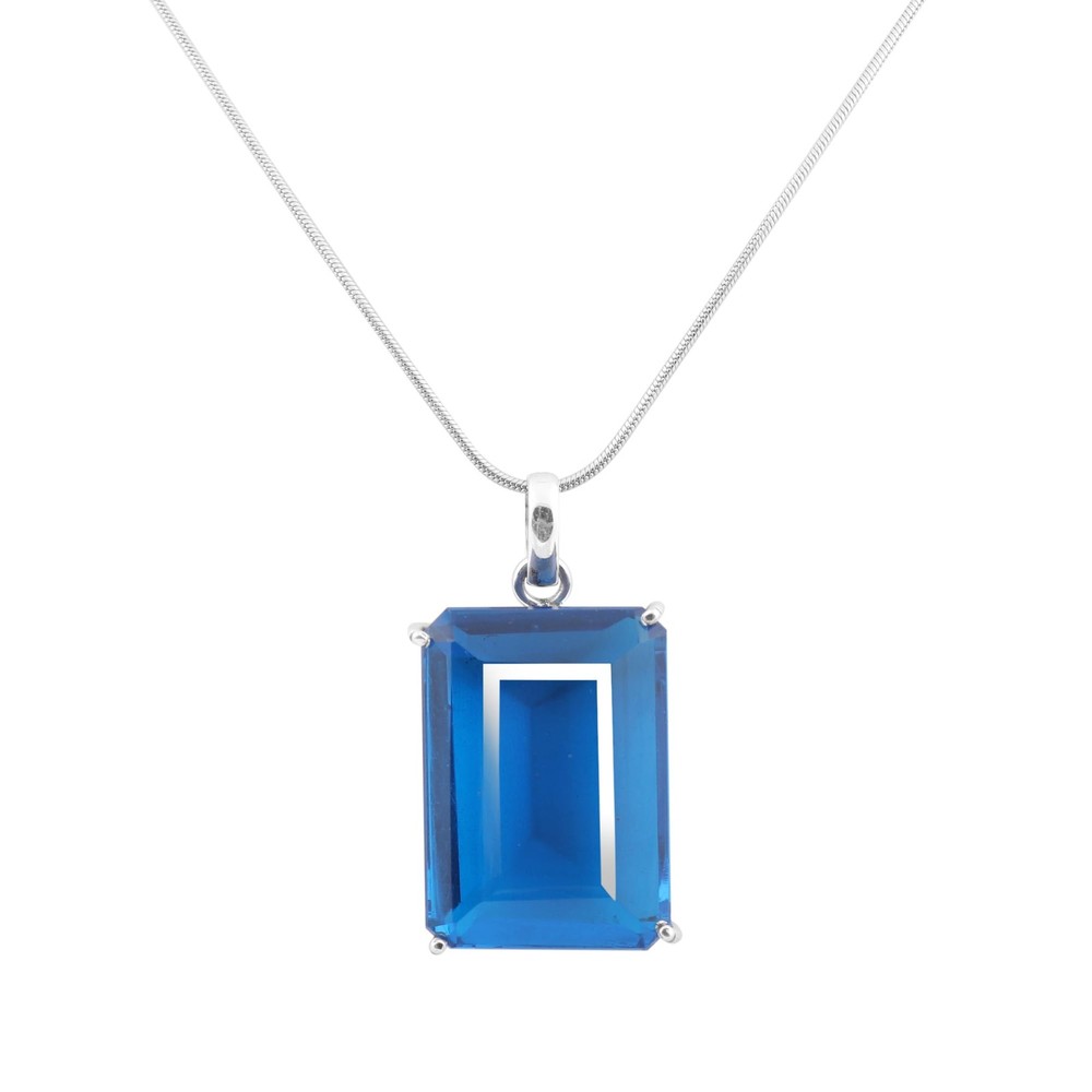 120 Carat Blue Topaz Pendant in 925 Sterling Silver Without Chain