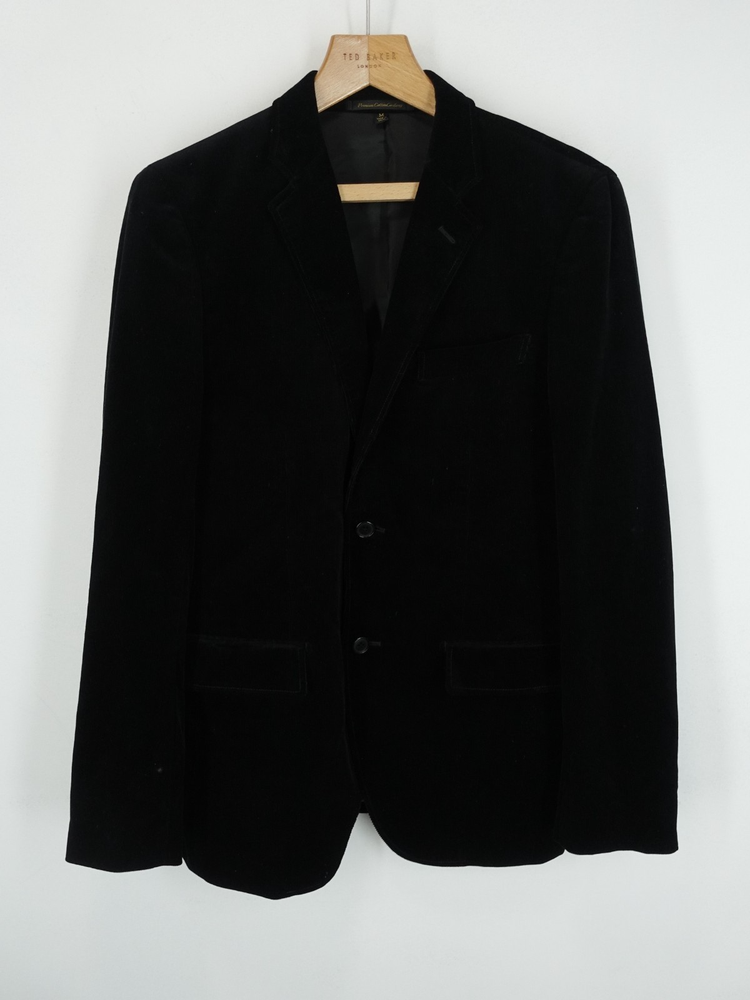 Uniqlo Jacket Mens Medium Black Corduroy Blazer Smart Formal Sports Cotton Y2K