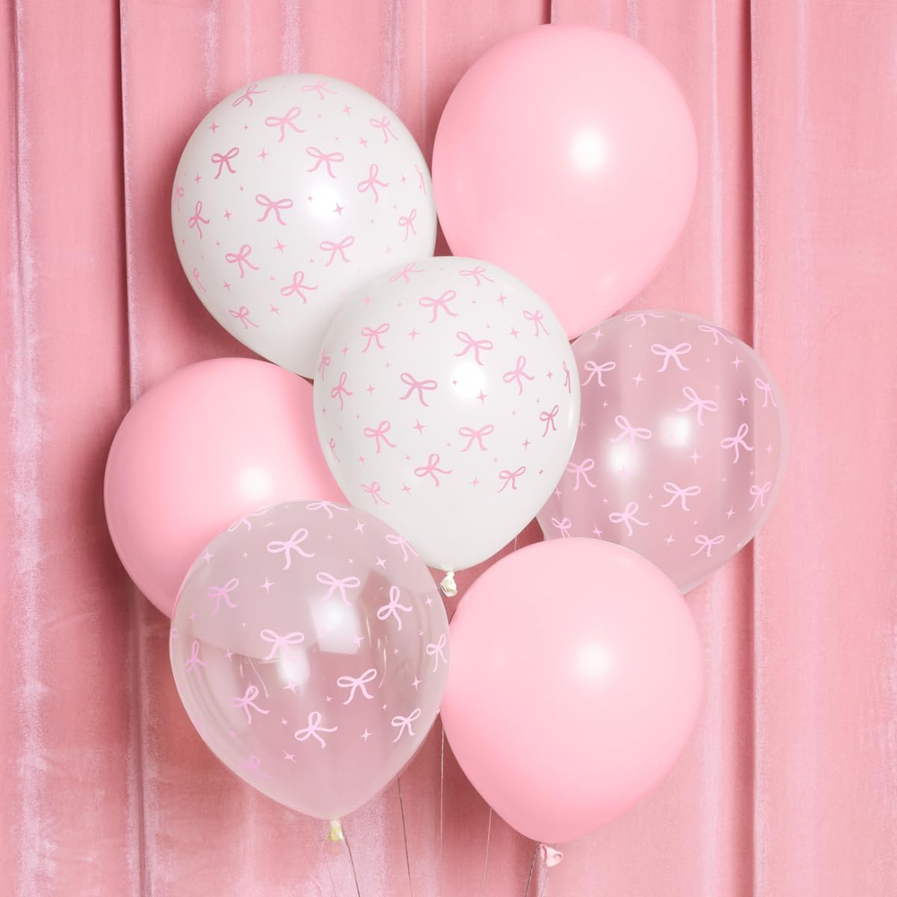 Party Decorations Pink Latex Bow Balloons - 24 Pk, 12