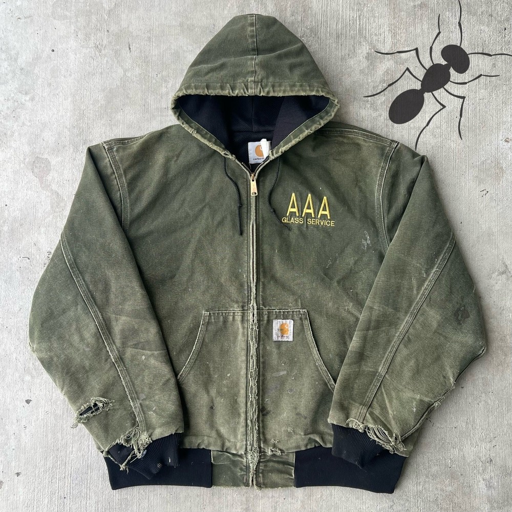 Vintage Y2K green Carhartt hooded work jacket