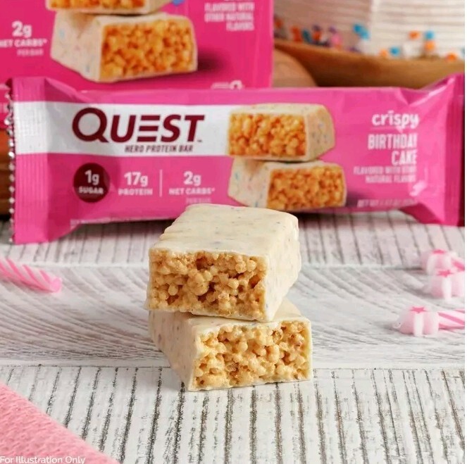 Quest Hero 4-pack Protein Bar Crispy Birthday Cake 17g Bars Energy 150 Calories