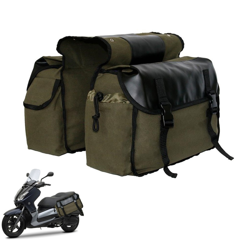 Motorcycle Saddle Bag Panniers Side Tools Bag Pouch Canvas Waterproof Touring