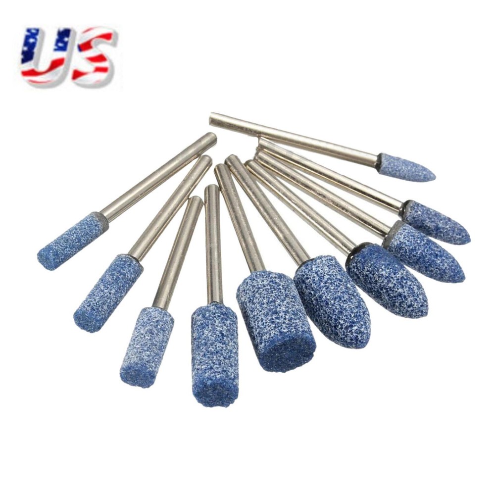 10Pack 1/8 Inch Abrasive Mounted Grinding Stones for Rotary Tools Dremel Accessories