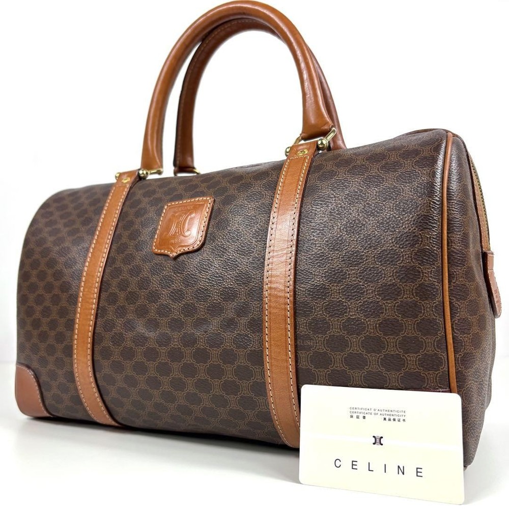 Celine Mini Boston Bag Gold Triomphe Macadam Leather Crossbody