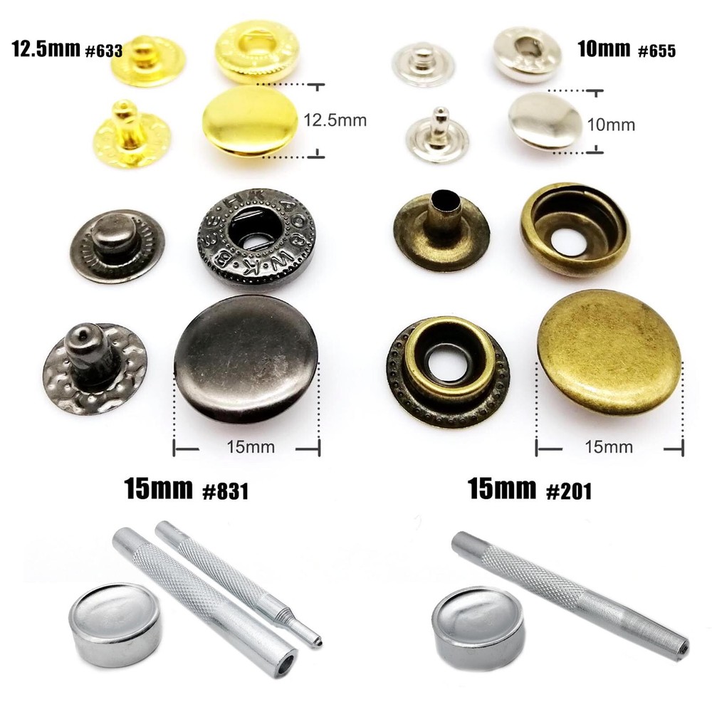 Metal Press Stud Snap Button Popper Fastener for Leather Clothes Jacket Repair