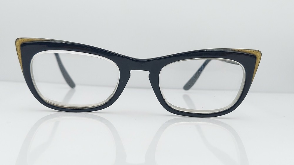 Vintage U/Z 512 Black Brown Oval Cat Eye USA Sunglasses FRAMES ONLY