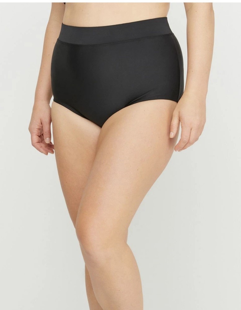 Lane Bryant Cacique Black High Waist Swim Brief Sz 28