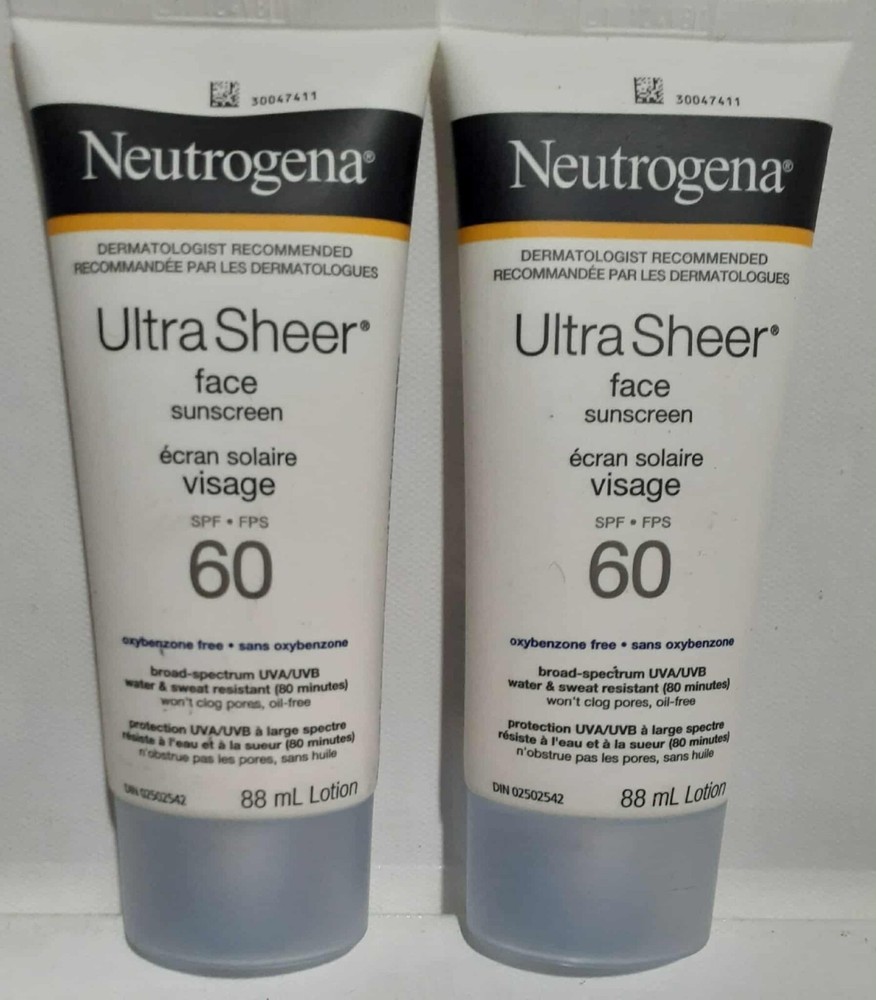Lot of 2 Neutrogena Ultra Sheer Face Sunscreen SPF 60 88ml New