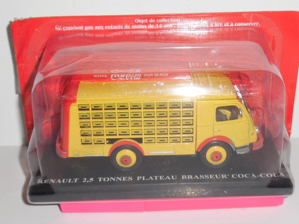 Hachette 1/43 Renault 2.5 Plateau Brasseur Coca-Cola Model Truck in Blister  