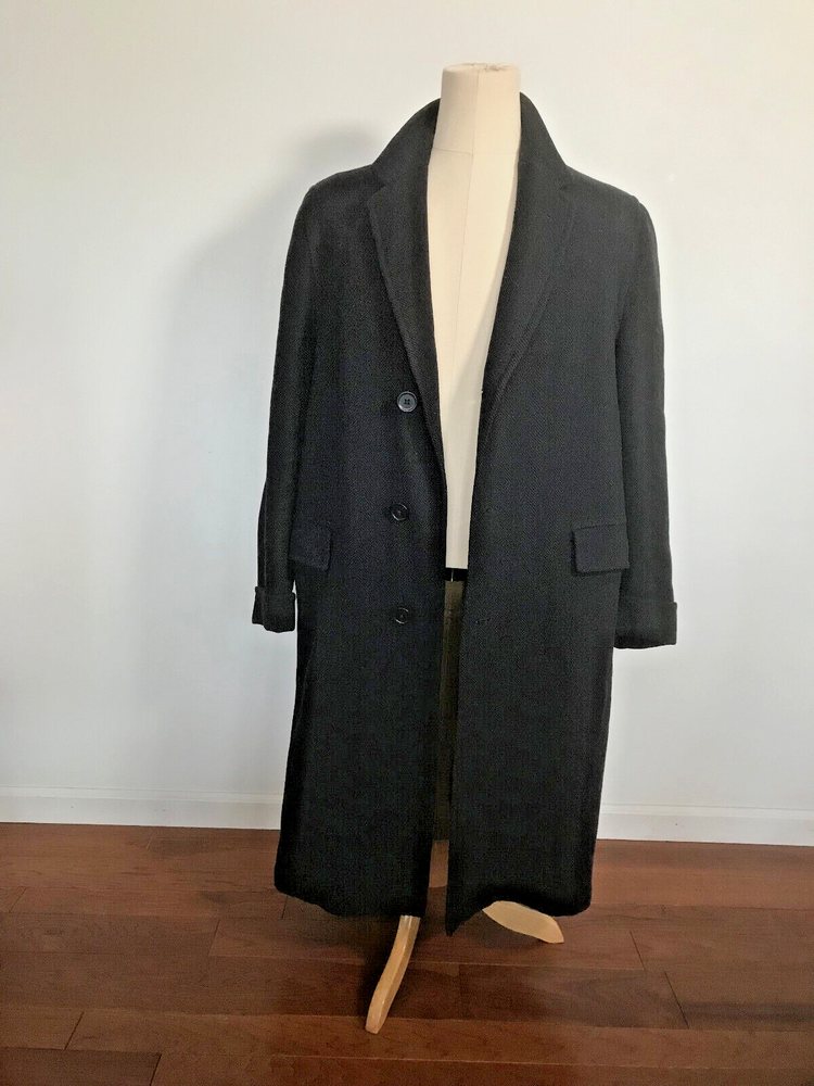 Mens  44 XL   Dark Blue Harris Tweed  overcoat by Jaeger  Britain