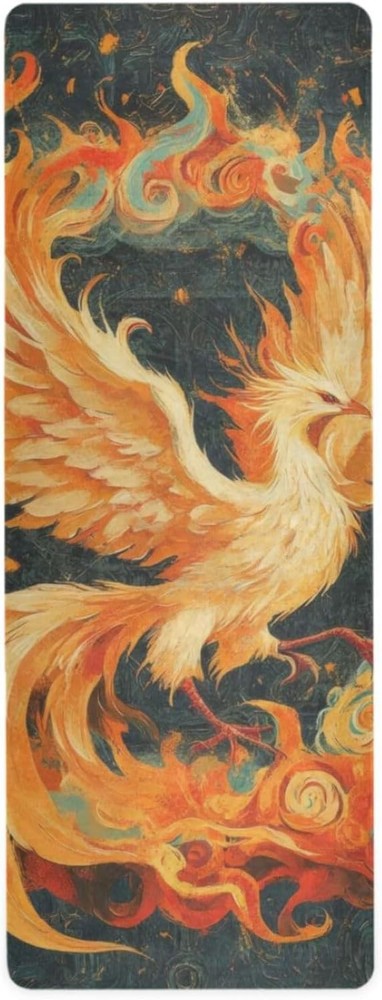 Phoenix Pattern Non-Slip Yoga Mat 71x26 Inch Foldable Travel Exercise Mat