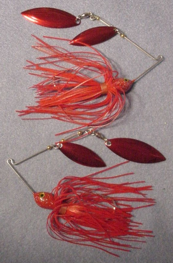 Lot of 2 Spinnerbaits 1/2 oz by MFG of Assassinator DWRR Guntersville Texas Red