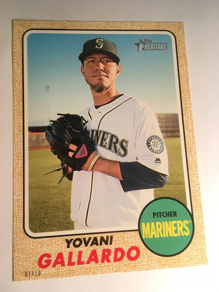 2017 Topps Heritage High Number Yovani Gallardo 5x7 Gold 01/10 Mariners Card