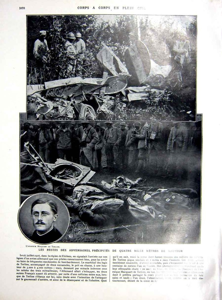 Original Old Vintage Print Ww1 Pilots Aviation Arial Navy Aeroplane War 1927