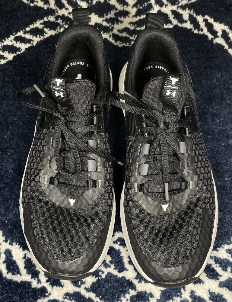 Under Armour Project Rock BSR 4 Mens Training Shoes Black White Size 9