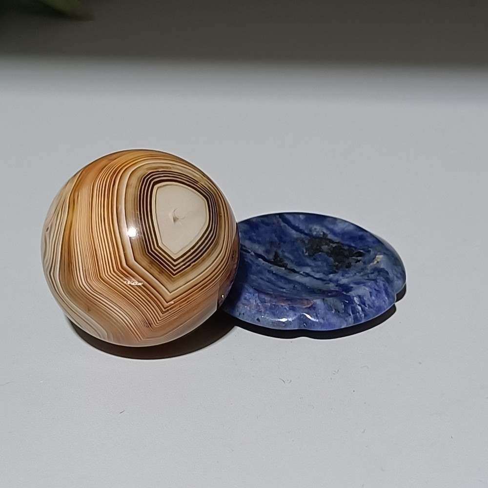 32MM AAA Natural Agate Quartz Sphere Healing Crystal Ball with Stand for Reiki