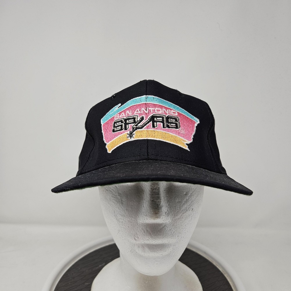 Vintage San Antonio Spurs Hat Cap Snap Back Mens One Size Black NBA Pro Star 90s