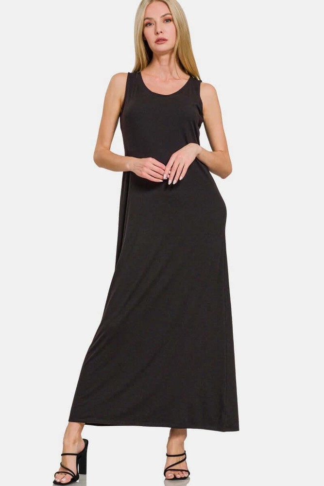 Zenana Soft Scoop Neck Tank Dress with Wide Comfortable Straps  