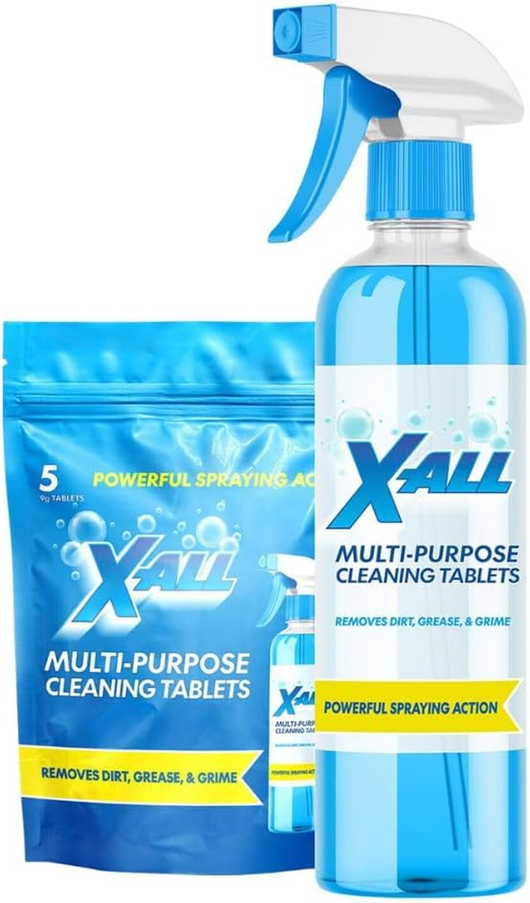 X-ALL Multi-Purpose Cleaner Spray Bottle with 5 Refill Cleaning Tablets