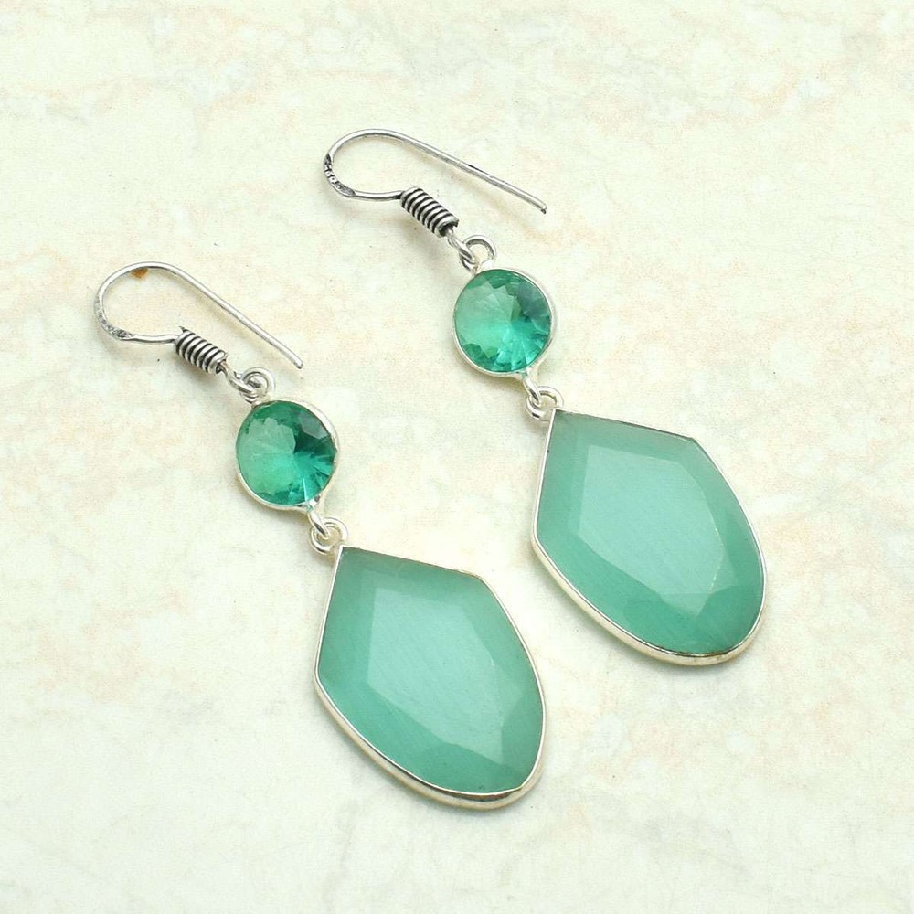 Cat Eye Apatite Handmade Drop Dangle Earrings Jewelry 2.2