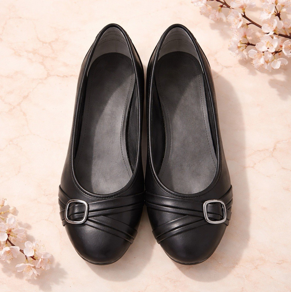 Cliffs by White Mountain Women's Black Slip-On Flats Buckle Accent Comfort