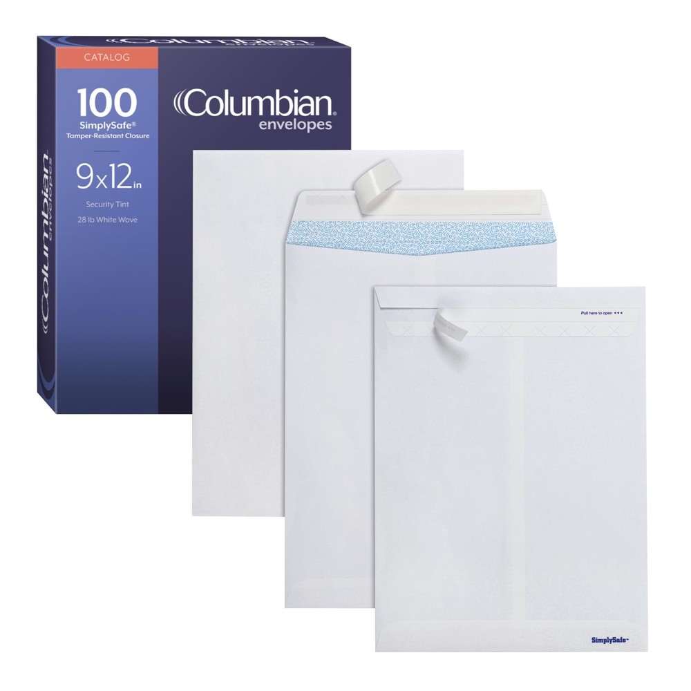 Columbian 9 x 12 Security Envelopes, 100/Box, 9 x 12 Inches, Release & Seal S...
