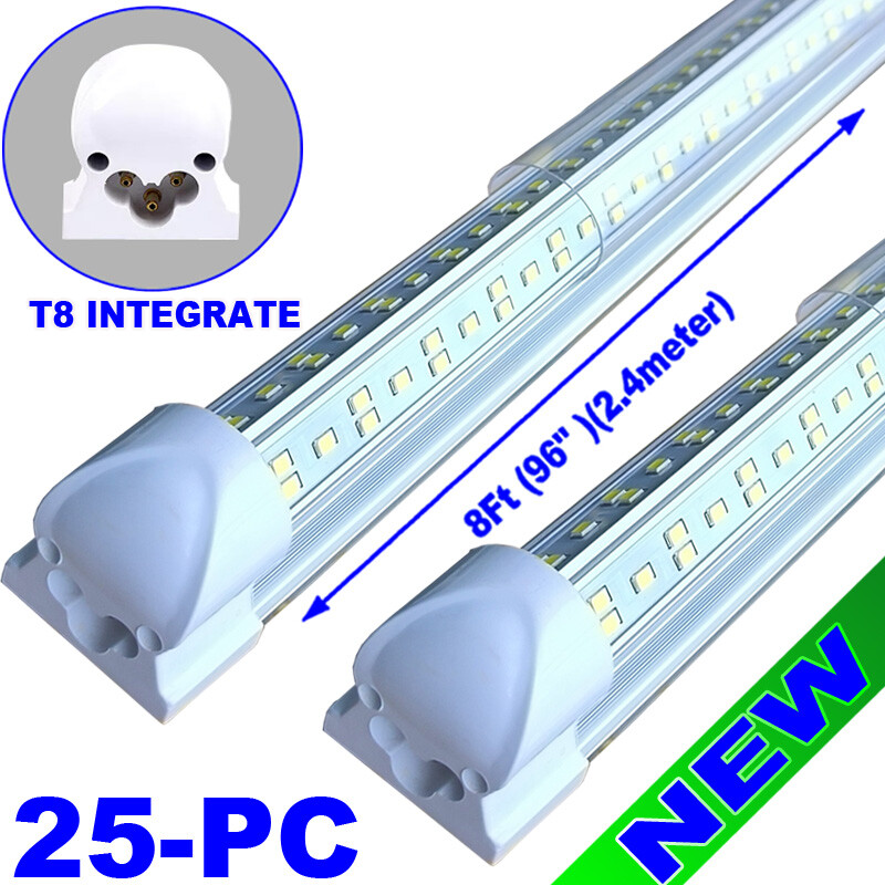 25 Pack 8Ft LED Tube Light Bulbs 144W 6500K 8 Foot LED Shop Light Fixture 18000L