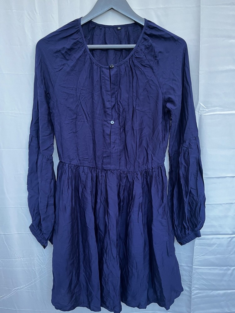 Shein Navy Blue Cotton Long Sleeve Dress XS
