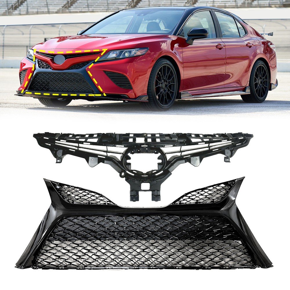 Front Upper Lower Bumper Grille for 2018-2020 Toyota Camry SE XSE W/O Rader Hole