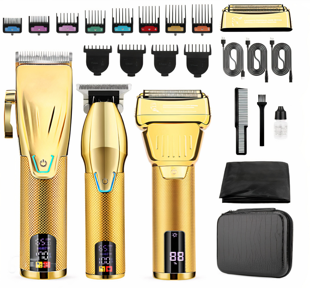 Professional Hair Clippers for Men Cordless 3in1 Beard Trimmer & Shaver Set Bag