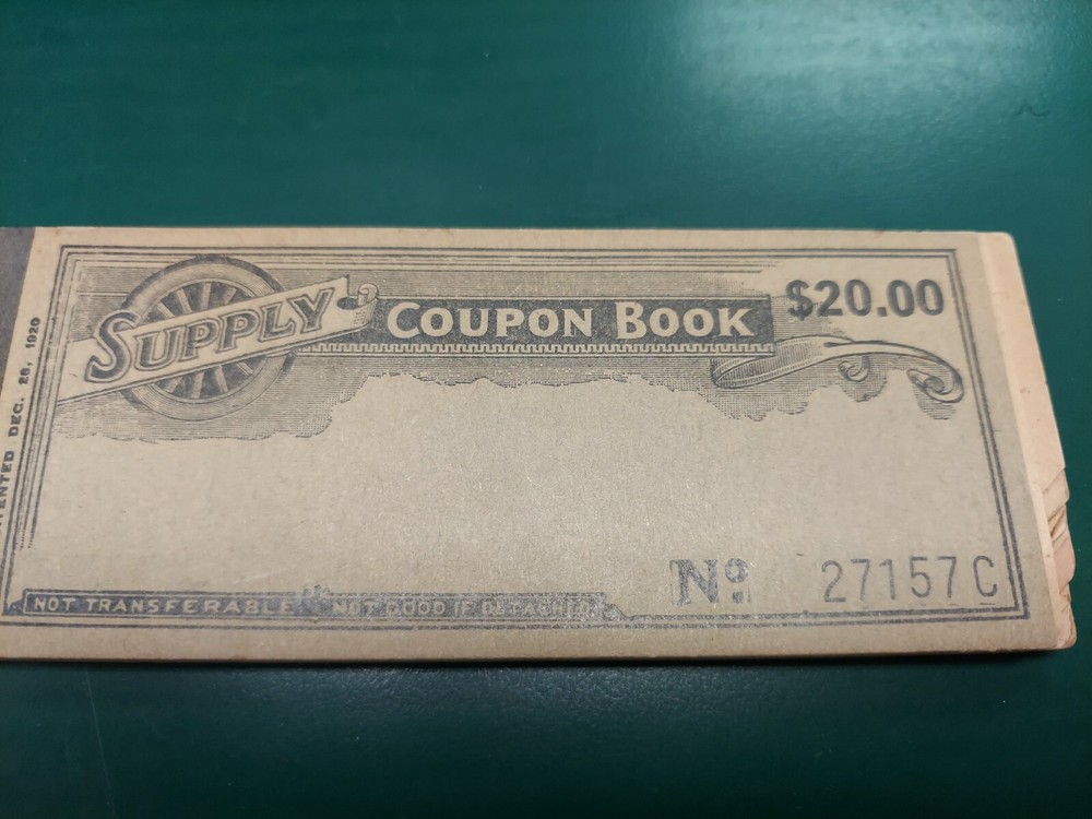 Vintage 1920' s  $ 20.00 Gasoline Coupon Book Supply 21157 C  RF3-image