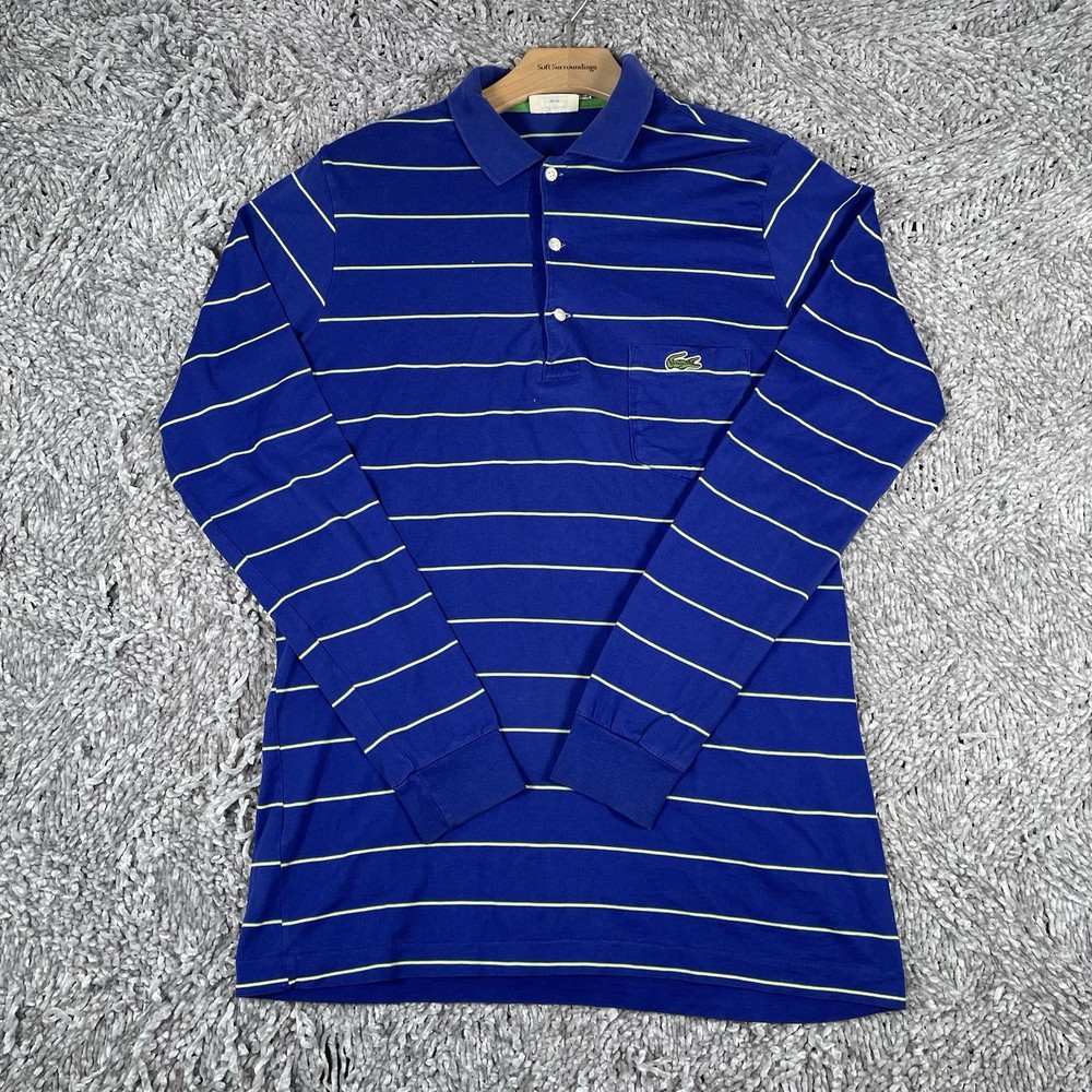 Vintage Izod Lacoste Polo Shirt Men’s Medium Long Sleeve Stripes VTG Golf Preppy