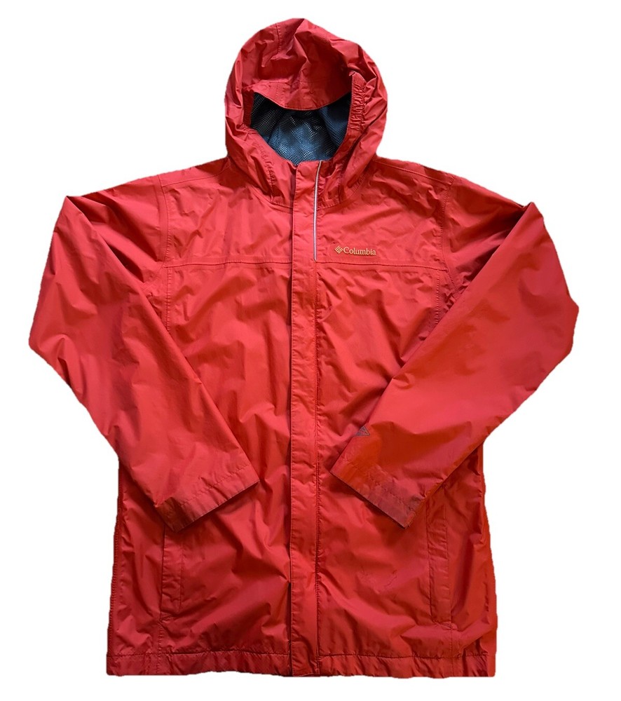Columbia Jacket Youth Size XL (18/20) Red Zip Omnitech Rain Hooded Pockets Boys