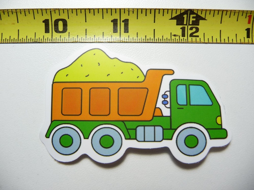 COLORFUL CARTOON RIGHT DUMP TRUCK DECAL STICKER FUN FUNNY CONSTRUCTION VEHICLE