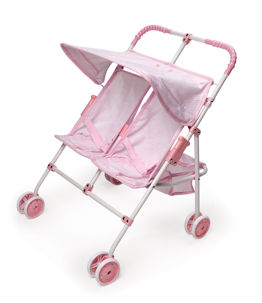 Lightweight Folding Double Doll Umbrella Stroller for 18-Inch Dolls